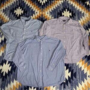 Polo Ralph Lauren Shirt 3XL 3XB Plaid Classic Long Sleeve Button Down Lot Of 3